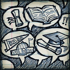 Hooper está falando sobre a faculdade. De novo. "Quais são seus planos para a faculdade, galera?" Parece um disco arranhado.